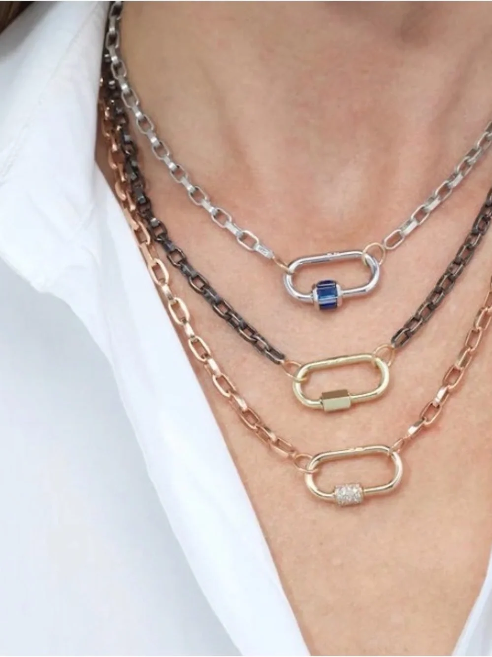 Marla Aaron Biker Chain Necklace in Polished Silver - Picture 3 of 5
